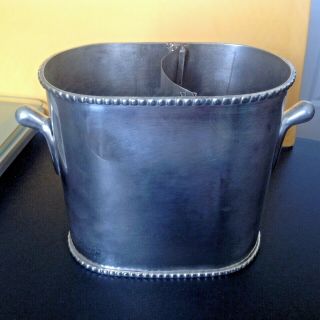 Vintage Pottery Barn Silver Metal Divided Dual Wine Cooler Bucket