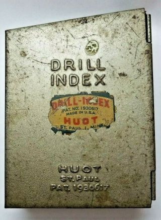 Huot Drill Index With Number Drills 1 - 60 Metal Box 1930617 Vintage 13