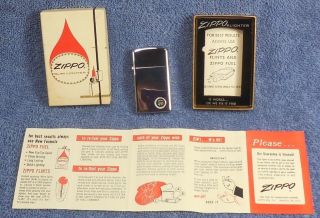 Vintage 1962 High Polish Chrome 1610 Slim Zippo Lighter Unlit 1960 