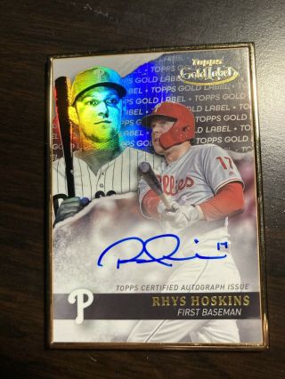 2020 Topps Gold Label Rhys Hoskins Framed On Card Auto