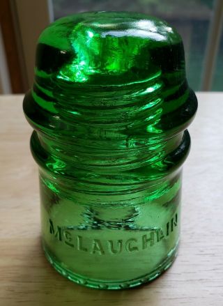 Vintage Mclaughlin No 16 Green Glass Insulator Green