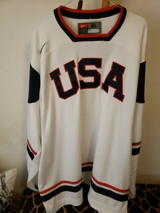 Vtg Iihf Nike Usa Olympic Team Hockey Jersey Large Xl