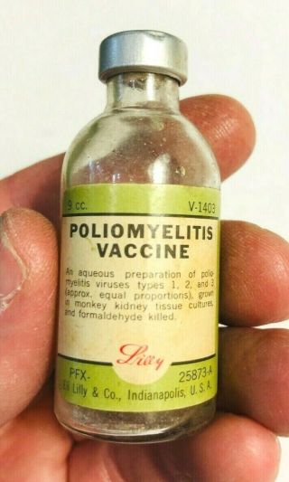 Vintage Medicine 1955 Eli Lilly Polio Vaccine Vial Box & Empty Vial V - 1403 Ga 3
