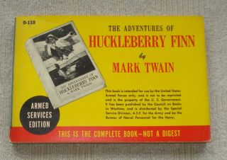 Armed Services Edition The Adventures Of Huckleberry Finn By Mark Twain
