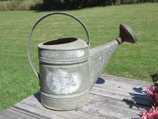 Vintage Galvanized Metal Watering Can Sprinkler Head No.  8 Quart 3