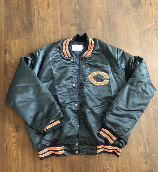 Vintage 90s Chicago Bears Bomber Jacket Nfl Buttons Stitched Size Medium