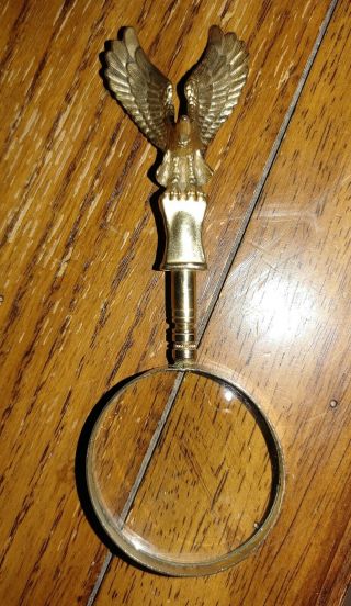 Vintage Brass Magnifying Glass With Eagle Handle.