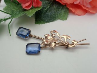 Vintage Coro Craft Sterling Silver Blue Crystal Flower Pin Brooch 17 Grams
