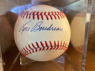 Indians Hall Of Famer Bob Feller And Lou Boudreau Dual Signed Baseball - Gai