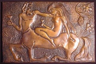 Vintage Soviet Russian Handmade Chasing Embossed Picture Copper Wall Plaque