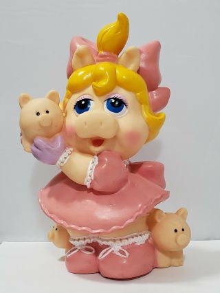Baby Miss Piggy Vintage 1989 Piggy Bank Jim Hensons Muppet Babies Bank 9 1/2”