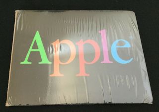 Vintage Black Apple Mouse Pad • Rainbow Lettering • In Wrap