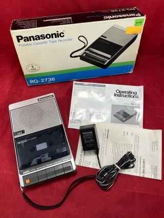 Vintage Panasonic Slimline Rq - 2736 Portable Cassette Tape Recorder Player
