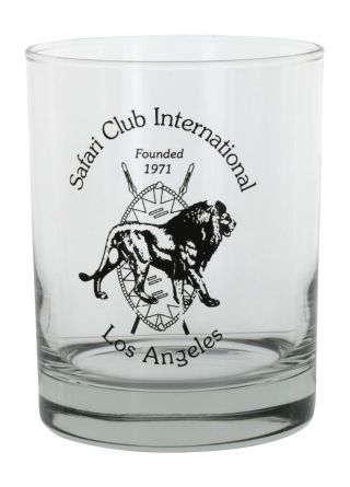 Vintage Safari Club International Founded 1971 Los Angeles Lion Drinking Glass