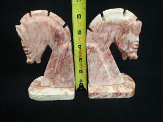 vintage pink marble horse head bookends carved art deco mustang stallion 2