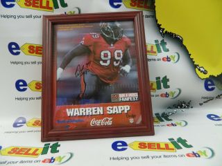Warren Sapp Hof Tampa Buccaneers Autographed 8x10 Framed Picture