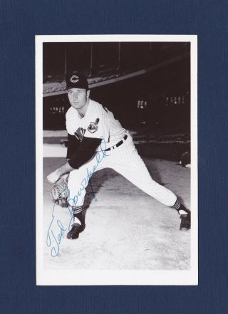 Ted Bowsfield Signed Cleveland Indians Vintage Team Issued Baseball Postcard