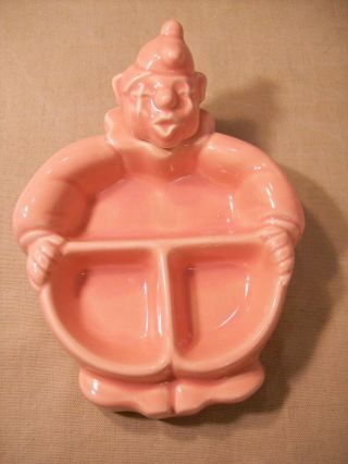 Vtg 50s? Hankcraft Pink Baby Divided Food Warming Dish Clown Adorable Usa