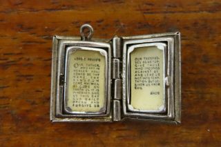 Vintage sterling silver BIBLE BOOK THE LORD ' S PRAYER LOCKET ETCHED charm C 2