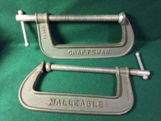 Two Vintage Craftsman 8 " C Clamps 66678 Malleable Usa