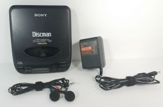 Vintage Sony Discman D - 33 Cd Compact Player W/sony 9v Ac Power Adapter,  Ear Buds