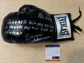 Earnie Shavers Signed Everlast Boxing Glove,  Inscription About Muhammad Ali Auto