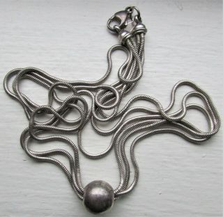 Vtg Joseph Esposito Sterling Silver Choker Necklace 925 Three Snake Chain & Bead