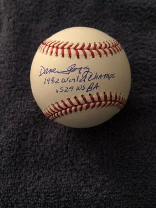 Dane Iorg Autographed 1982 World Champs 529 Ws Ba Oml Baseball Jsa Cardinals