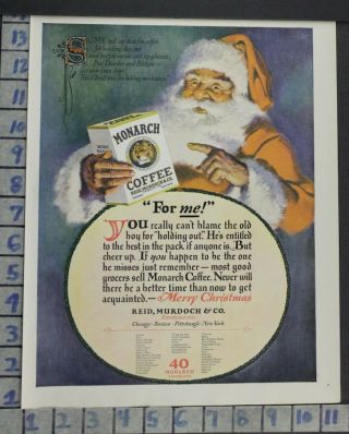 1924 Monarch Coffee Santa Clause Christmas Holiday Vintage Art Ad Br49