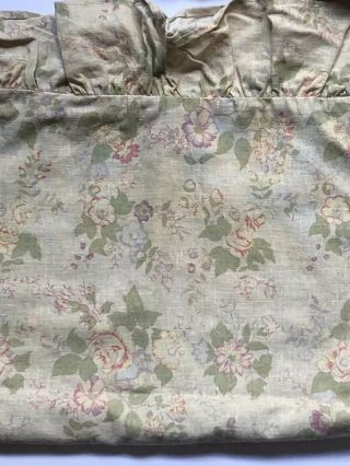 Pair Ralph Lauren Tan Floral Shabby Vintage Linen Ashleigh Ruffle Pillow Shams
