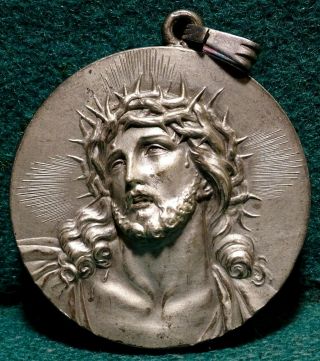 Jesus Ecce Homo / Our Lady Of Fatima & Sts.  Shepherds Vtg Very Lge Medal 40mm