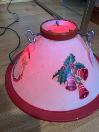 Vintage Christmas Tree Stand With Santa Claus & Bells Plastic & Metal Light Up