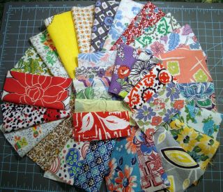Quilters Dream 32 Piece Vintage Feedsack Fabric Assortment Quilts Or Crafting _