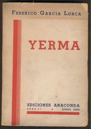 Garcia Lorca Book Yerma 1ºed 1937 Anaconda
