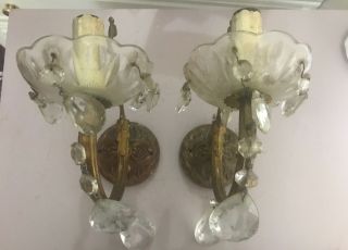 Vintage French Electric Brass Wall Mounted Sconces.