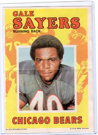1971 Topps Pin Ups Poster Insert - Chicago Bears - Gale Sayers 12