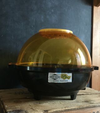 Vintage 6 Qt West Bend Stir Crazy Popcorn Popper Gold Dome Lid 5346 Usa Euc