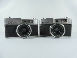 Vintage Konica Ee - Matic Deluxe F 35mm Rangefinder Film Cameras Hexanon