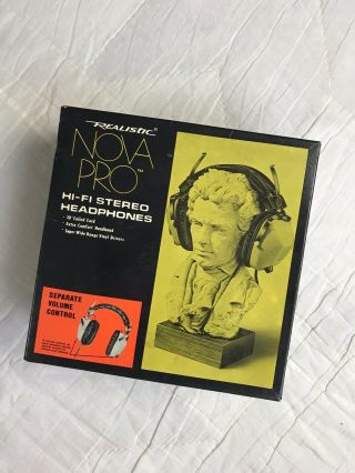 Euc Realistic Nova Pro Vintage Hi - Fi Stereo Headphones Lr Volume Japan Orig.  Box
