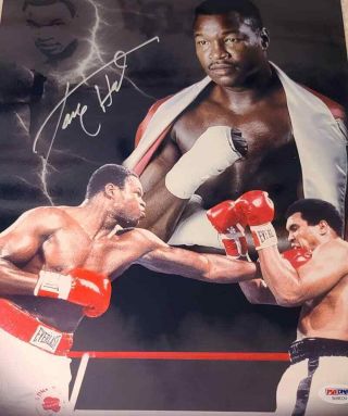 Larry Holmes Signed Vs.  Muhammad Ali 16x20 Photo Psa Metallic