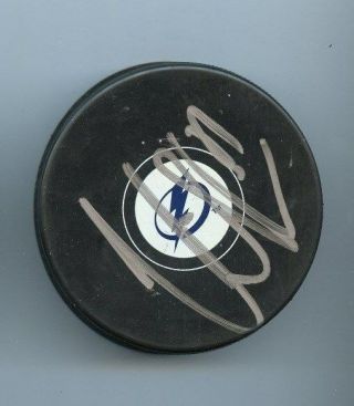 Victor Hedman Signed Tampa Bay Lightning Logo Hockey Puck W/