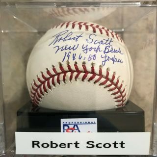 Robert Scott Autographed Romlb Baseball Signed Negro League Ny Black Yankees Psa
