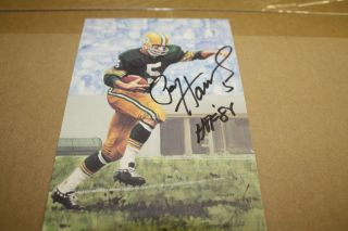 Green Bay Packers Paul Hornung Signed Goal Line Art Card Hof 1986