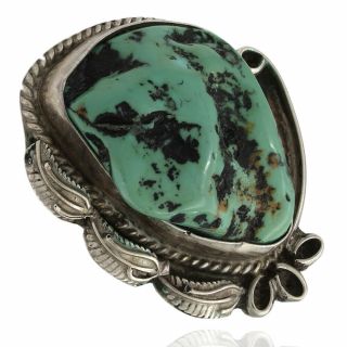 Large Vintage Navajo Handmade 925 Sterling Silver Turquoise Ring Size 7.  75
