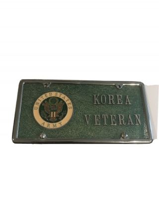 Vintage - United States Army Korea Veteran License Plate And Fram