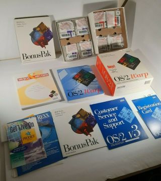 Vintage computer software disks IBM OS/2 WARP Version 3.  0 with BonusPak 2