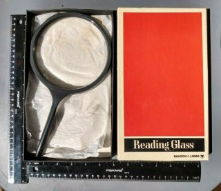 Vintage Bausch & Lomb 5” Inch Round Magnifier Reading Glass In Black 81 - 33 - 05