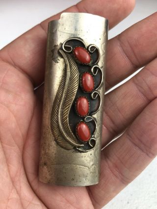 Vintage Southwestern Native American Style Coral Leaf Lighter Cover