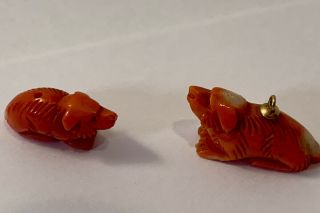 Vintage Miniature Hand Carved Jade,  Coral,  Charms,  Monopoly Movers Charms Etc NR 3