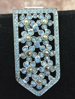 Vintage Art Deco Jewellery Lovely Sapphire Blue & Marcasite Dress Clip Pendant